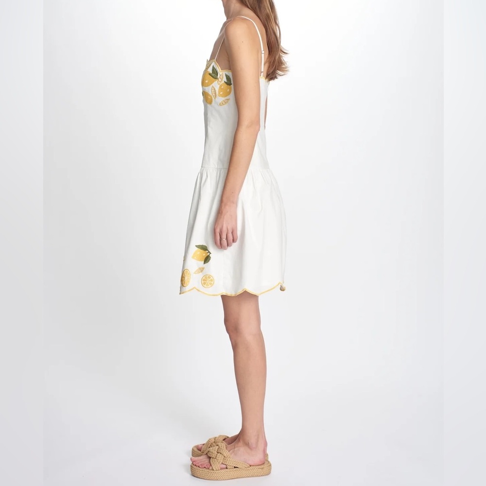 Anthropologie COREY LYNN CALTER Lemon Print Dress Embroidered Destiny Sundress - Picture 6 of 16